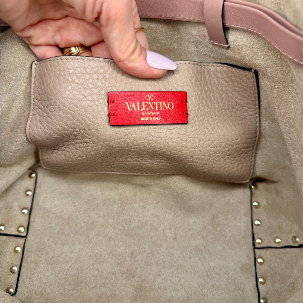 Valentino Garavani Rockstud Beige & Pink Crossbody Bag | Leather | Gold Studs - Picture 8 of 8